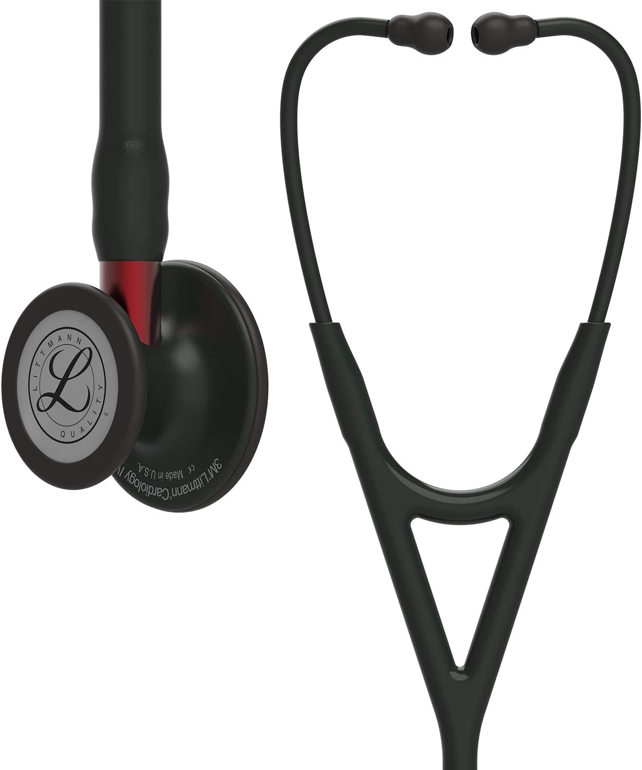 Littmann 3M Cardiology Iv Diagnostic Stethoscope, Black-Finish Chestpiece, Black Tube, Red Stem And Black Headset, 27 Inch, 6200