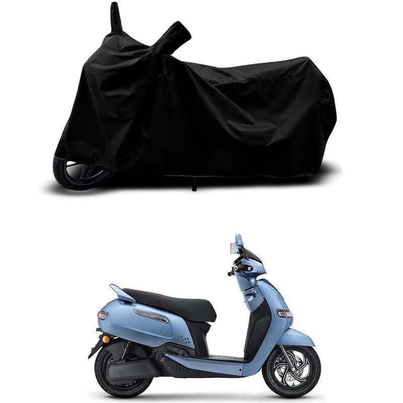 Image of 100% Scratchproof /UV-Rays /Heat Protection /Birds Dropping /Water Resistant /Dust Proof /Waterproof /Full Bike Scooty Two Wheeler Body Cover Compatible for iQube Electric STD All Varients[Black]