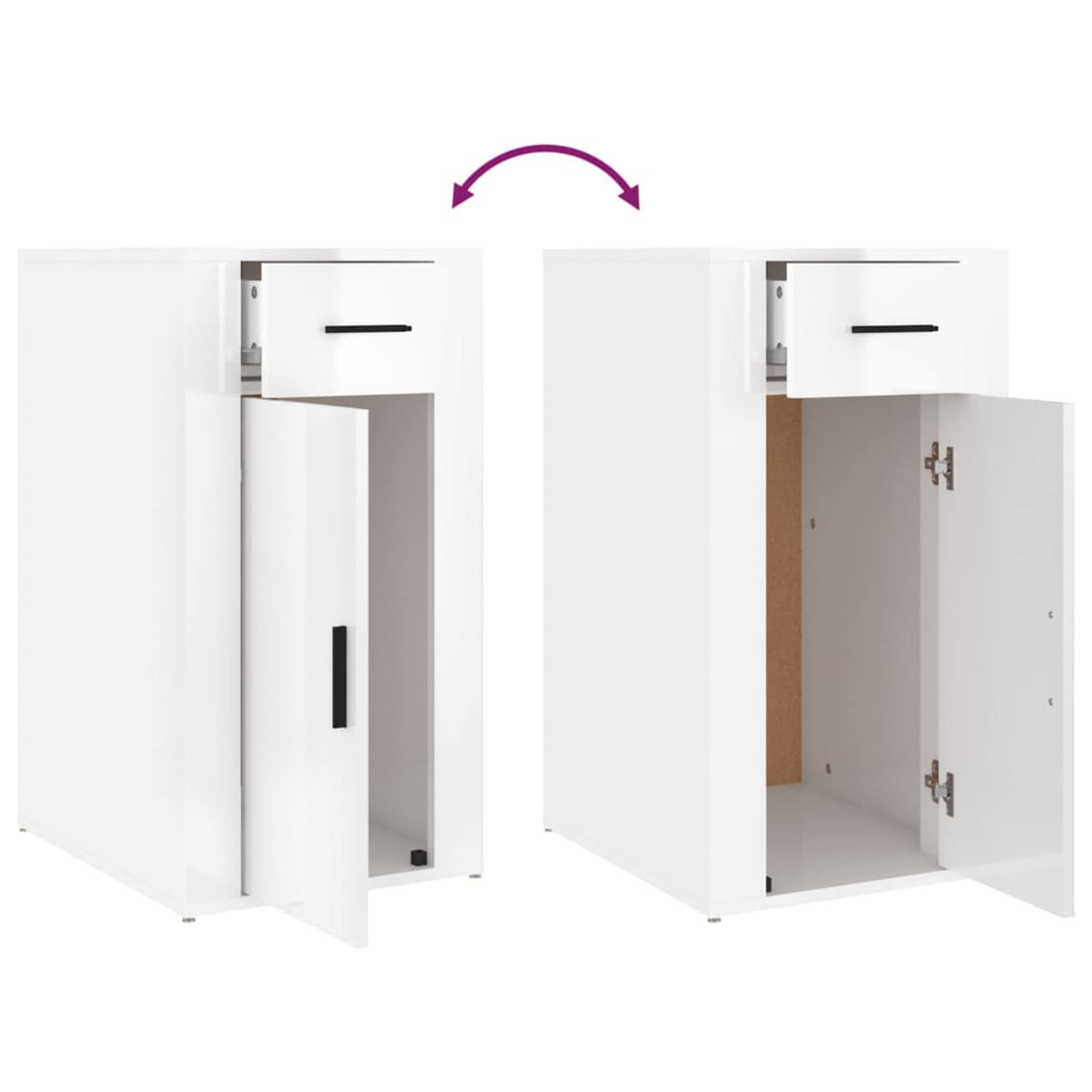 Homgoday Armario de Escritorio contrachapada Blanco Brillo 40x49x75 cm Armarios y Almacenamiento Mobiliario