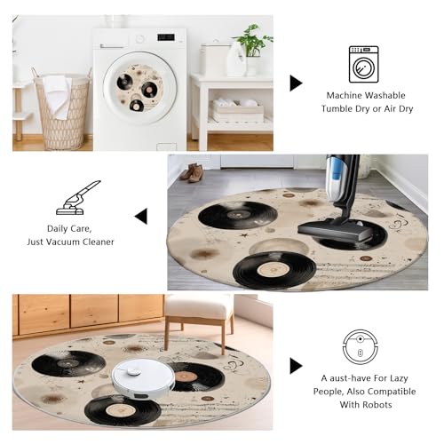 Tapete redondo vintage 4 pies vinilo no deslizante miniatura 7