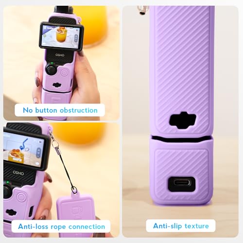 Coque silicone souple Osmo Pocket 3 protection écran antichoc violette - 7