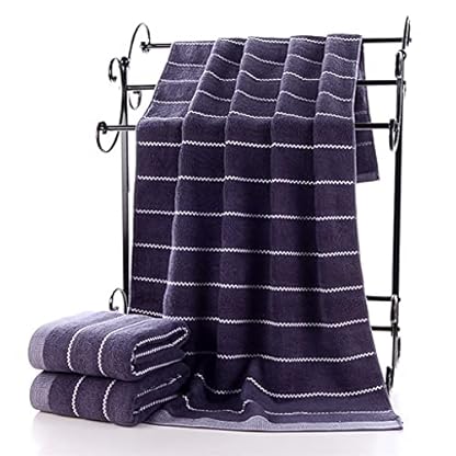 GSZCCZS Weiche Handtücher Set 100% Baumwolle, 1 Badetuch, 2 Handtuch, Badezimmer hochsauges Duschtuch Streifer Homiehalt (Farbe: Dunkelblau) (weiß) (weiß) – Bild 4