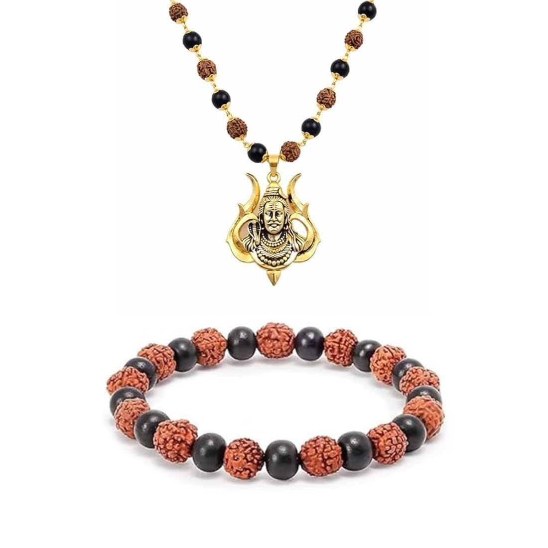 Shiv Trishul Rudraksha Karungali Mala and Natural Rudraksha Karungali Bracelet for Men & Women | Spiritual Jewelry for Meditation, Prayer & Daily Wear-image-36