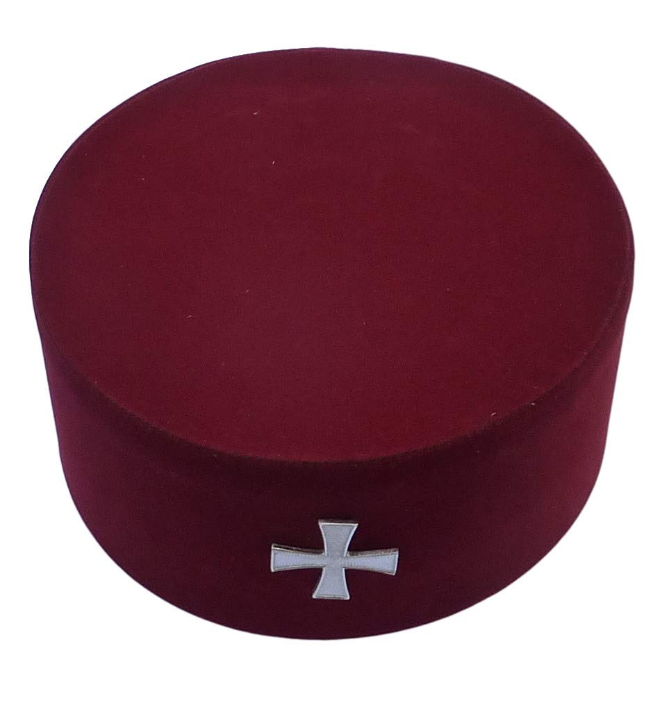 Masonic Knights Templar Cap (Extra Large - 59cm) Maroon
