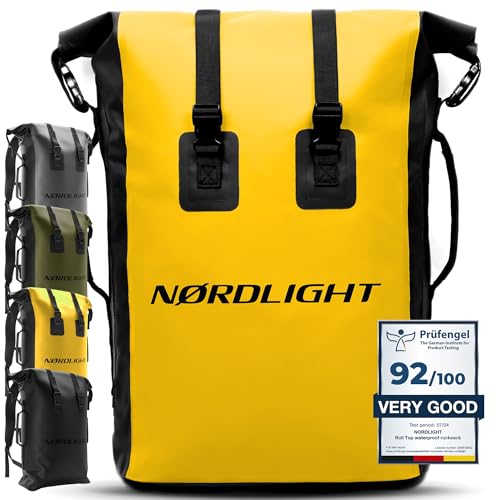 Nordlight Mochila Impermeable Dry Bag 35l - Amarillo Roll Top Backpack Con Correa De Transporte Acolchada, Mochila De Bicicleta, Mochila De Mensa Nordlight Mochila Impermeable Dry Bag 35l - Amarillo Roll Top Backpack Con Correa De Transporte Acolchada, Mochila De Bicicleta, Mochila De Mensa