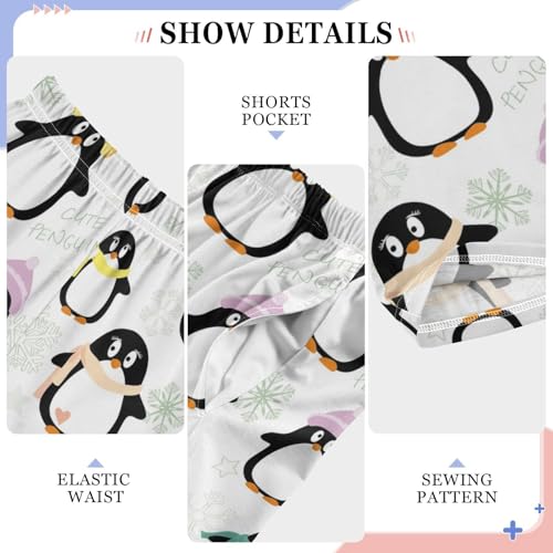 ZZXXB Cute Penguin Snow Boys Long Pants Soft Trousers Elastic Waist Kids Lounge Bottoms with Pockets S-XL4