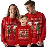 Pull de Noël Personnalisé avec Photo, Sweat de Noël drôle pour Homme, Femme ou Enfant, Xmas Personnalisable Sweatshirts Cadeau Original Vêtement (B0a3 Red, 5 6 Years)