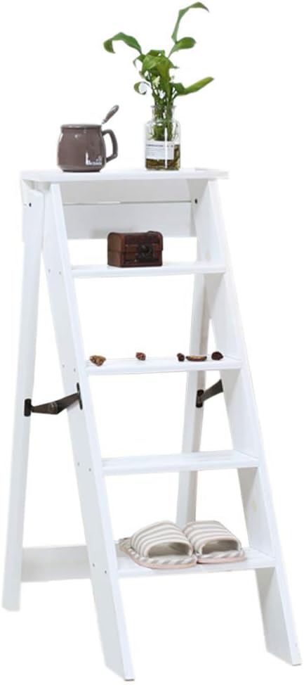 Folding Footstool Folding Step Retractable Kick Step Stool | Foldable Shelving Ladder | Storage Shelf | Fashion Solid Wood Folding Chair Multifunction Stepladder/Stairway Chair wit