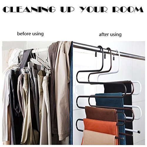 AARAVISION Metal SShape 5 Layers Magic Pants Hanger SET OF 2 PREMIUM