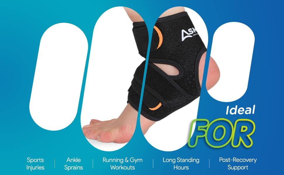 Asmofit Ankle Support Compression Brace for Injuries | Ankle Band For Men & Women, Ankle Protection Guard Helpful In Pain Relief and Recovery | Adjustable Support Brace for Foot Care & Foot Swelling - Image 6 thumbnail