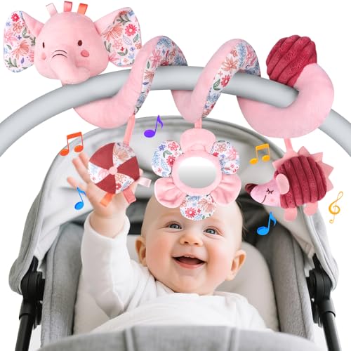 Hanging Car Seat & Stroller Toys with Rattles for Babies
