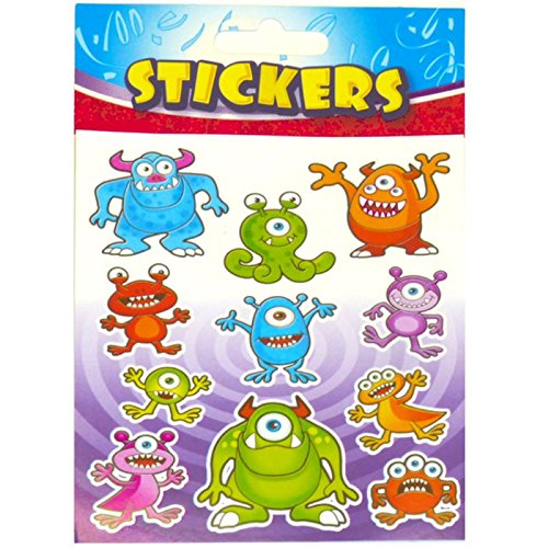 Playwrite 12 Sheets of Monster Space Alien Stickers - Each Sheet Has 11 Stickers by