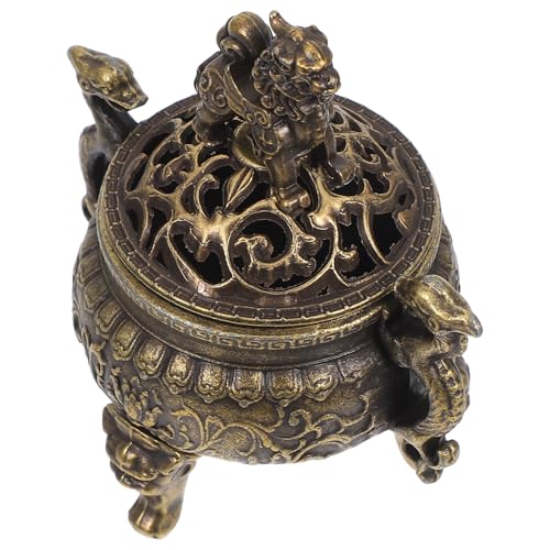 LEDMOMO 麒麟銅製三脚香炉 蓋付き安定設計 ミニ持ち運び便利 おしゃれな蓮線香立て インセンスホルダー 家用アロマ装飾兼用