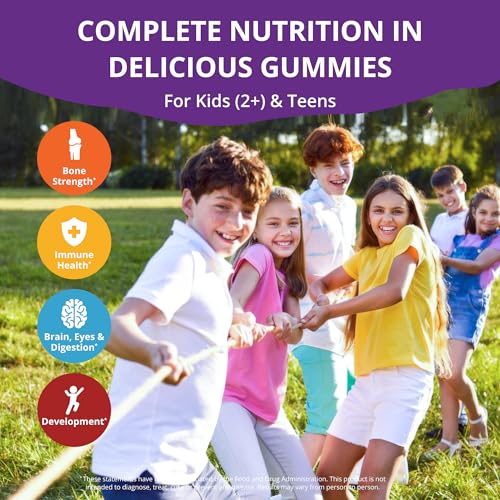 Image of NuBest Tall Gummies for Kids Age 2+ & Teens | Bone Strength, Immunity, Digestive Health with Calcium, Vitamin D3, K2, B Complex, Magnesium, Zinc | 20+ Vitamins Berries Gummies, No Added Sugar