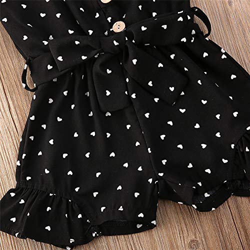Rtnnsbbfcm Toddler Baby Girl Polka Dot Romper Bodysuit Summer Sleeveless Straps V-Neck One Piece Shorts Jumpsuit Outfit (Black,4-5T) #TOP4