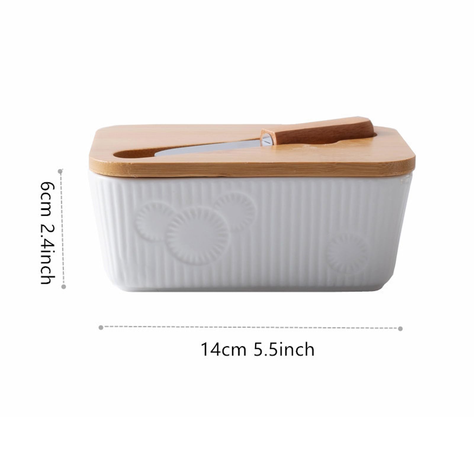 Dxcaicc White Butter Dish with Lid, Ceramic Butter Dish for Countertop, Butter Container, Butter Tray Small Butter Dish Covered (200G Butter)