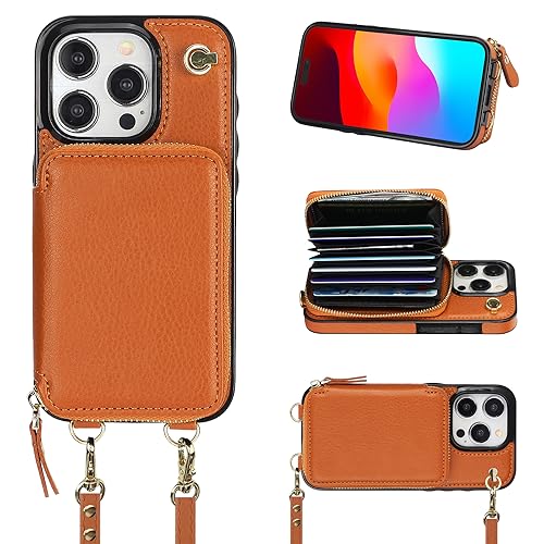 Bocasal Crossbody Wallet Case for iPhone 15 Pro, RFID Blocking