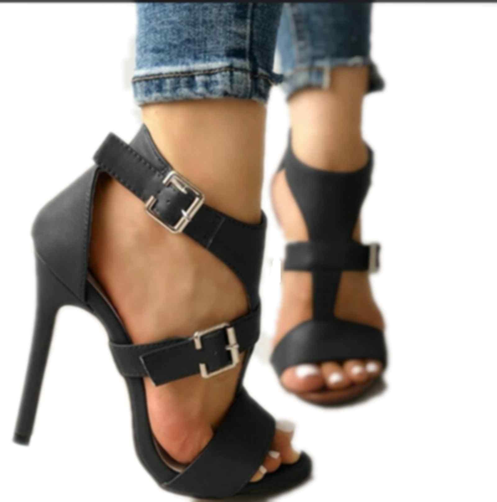 ZBYY Women's Ankle Straps Open Toe Stiletto High Heels Sandals Ankle Strap Wedding Dress High Pump Heeled Sandals