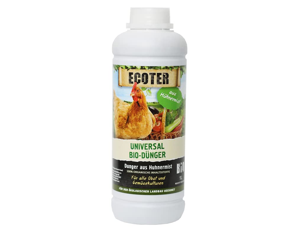 Ecoter Universal BIO-Dnger Hhnermist, konzent, Flssig, Gartendnger, 1  Liter fr 300 L, fr alle Obst und Gemsesorten, 100% natrliche  Inhaltsstoffe : Amazon.de: Garten