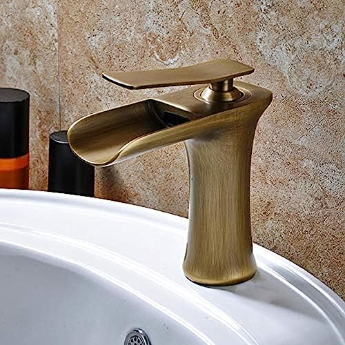 Robinet de lavabo cascade laiton massif mitigeur monotrou rétro pour vasque