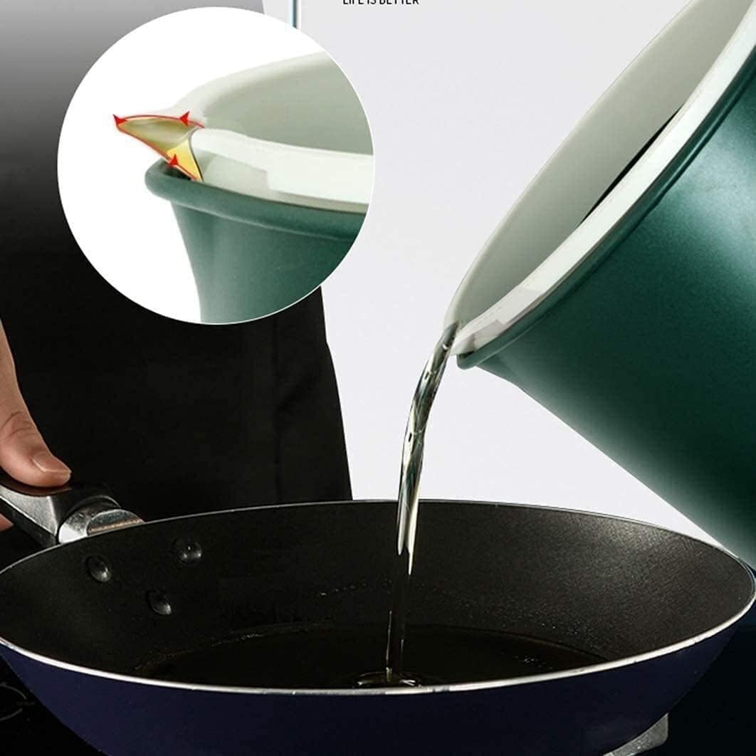 Oil and Vinegar Dispenser Bot Bacon Grease Container with Stainless Steel Grease Strainer Perfect As Pan Grease Holder,Cooking Oil Keeper and Storage cooking