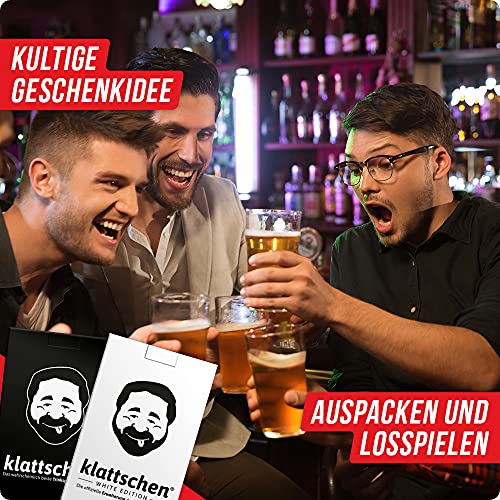 DENKRIESEN klattschen® Doppelpack | Trinkspiel Kartenspiel | White Edition & Classic | Partyspiel für Erwachsene | 2–10 Spieler | Lustiges Saufspiel | Kompaktes Format | Geschenkidee