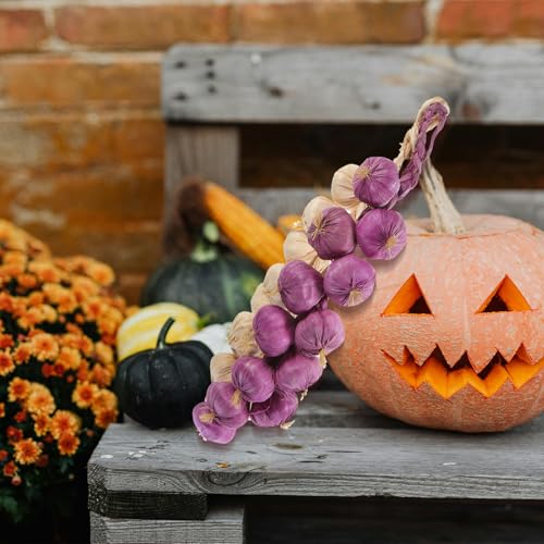 Milisten 2Pcs Strings Hanging Fake Garlic Fake Garlic Decorations Onion Fresh Plastic Vegetables Halloween Wreath Garlic Bulbs Artificial Vegetable Fake Grapes Mini Food Braid Foam White