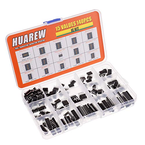 Huarew 15 Values 140 Pcs Opamp Timer Darlington Phototcoupler Pc817 Lm358P Tda2822 Lm386 Lm393 Ua741Cn Ne555P Tda2030A Ne5532P Jrc4558D Lm324N Lm339N Pt2399 Uln2003An Uln2803Apg Ic Assortment Kit #TOP1