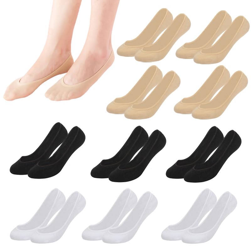 KEYRI 10 Paires Chaussettes Invisibles Femme, Chaussettes Antidérapantes Femmes Socquettes Protège-Pied Respirantes de Ballerine pour Mocassins Baskets,...