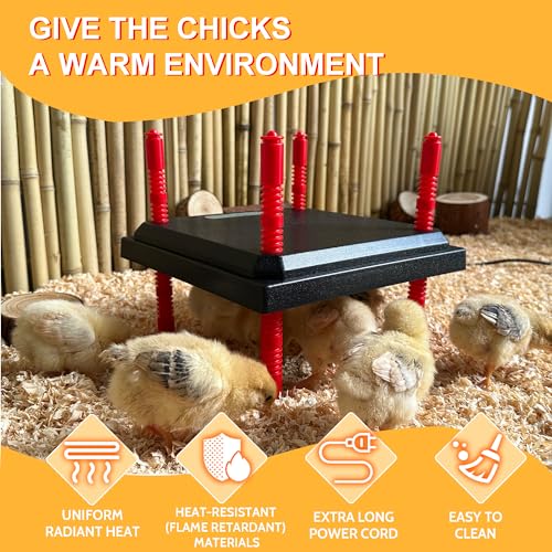 Tiflev Chick Brooder Heating Plate 10\" x 10\", Brooder Heater for Chicks with Adjustable Heights