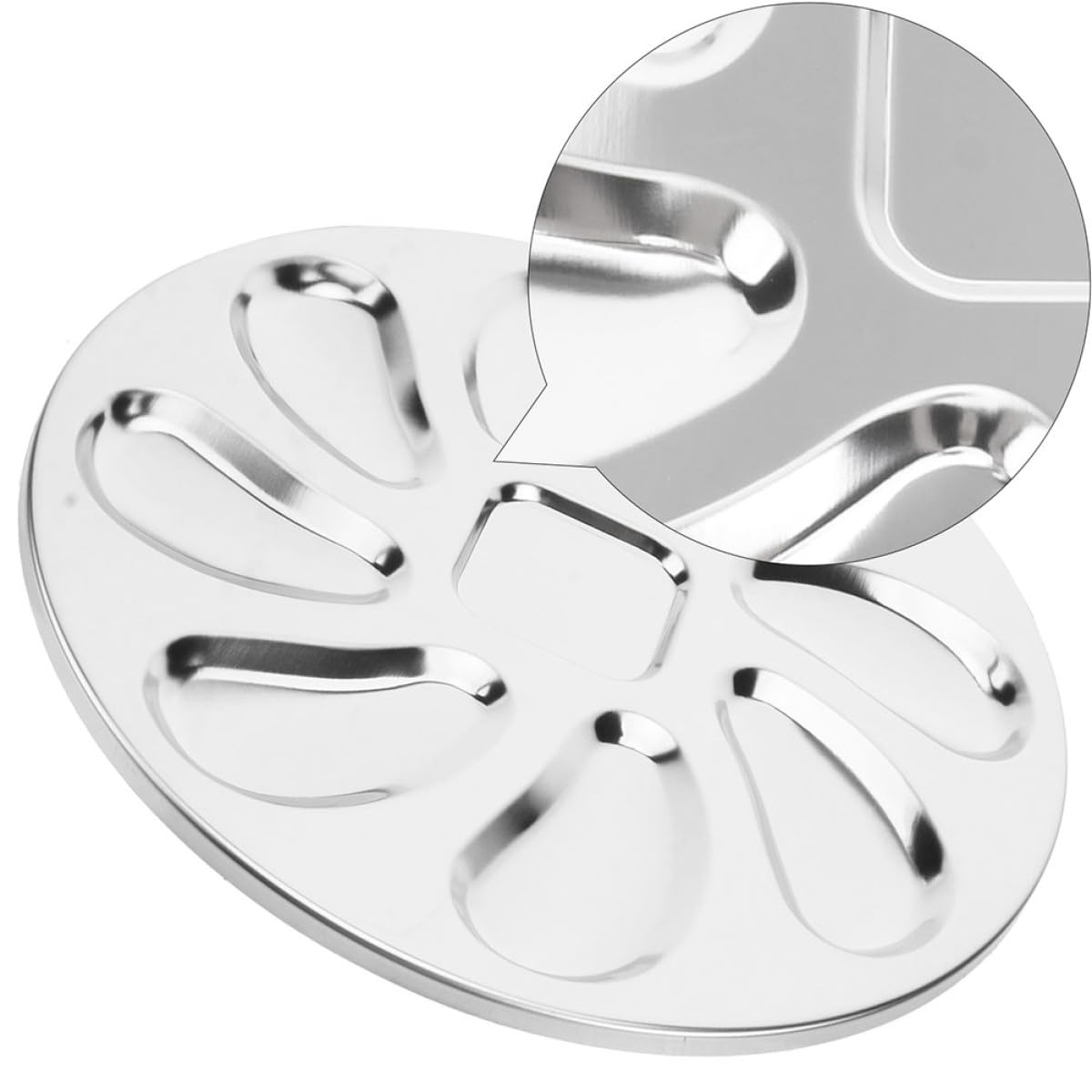 BESPORTBLE Vassoio per Ostriche in Acciaio Acciaio 2 Pezzi Piatto da Portata Multifunzione Porta Salsa Resistente all’Usura per Uso Domestico e Ristoranti Accessorio Cucina per Molluschi