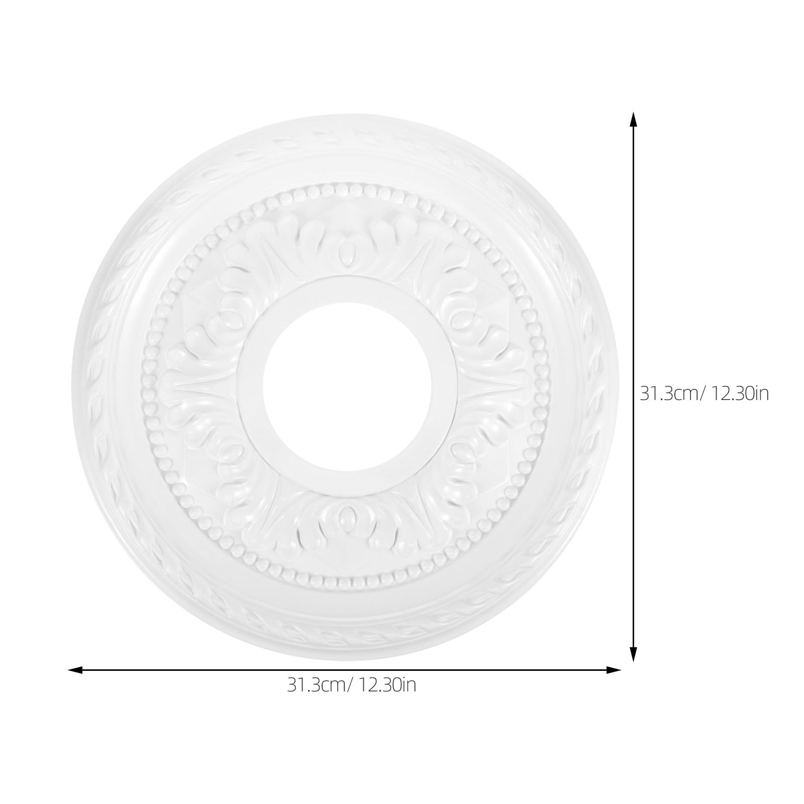 Medaglione per Plafoniera Rotondo in Pvc e Pu Bianco, Medaglione Tradizionale da Soffitto Decorativo per Lampadari, Facile Installazione, per Soggiorno, Camera da Letto e Sala