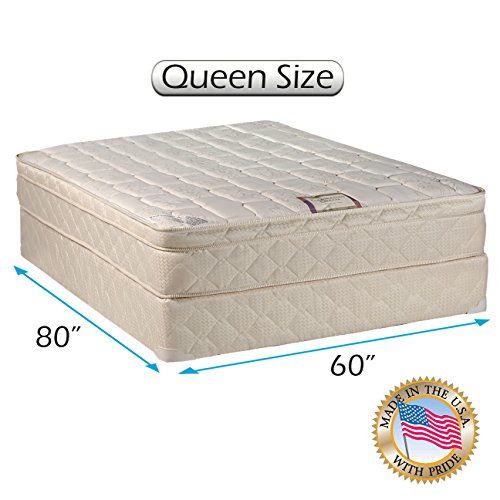 DS USA Tomorrow's Dream Innerspring PillowTop (Eurotop) Queen Mattress Set with Mattress Cover Protector - Sleep System with Enhanced Cushion Support, Quilted Fabric and Longlasting Comfort