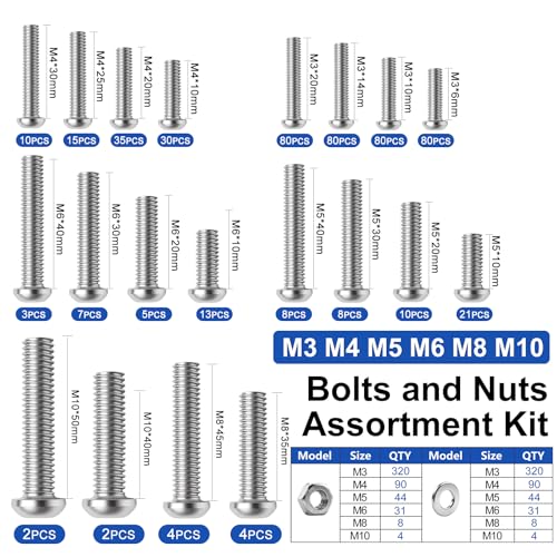 Image of Taiss Nuts and Bolts Assortment Kit SAE & Metric Phillips Head Bolts Kit 780PCS +1491PCS,and 760PCS SAE Hex Bolts Set with Nuts & Washers,304 Stainless Steel /Carbon Steel Hardware Assortment Kit