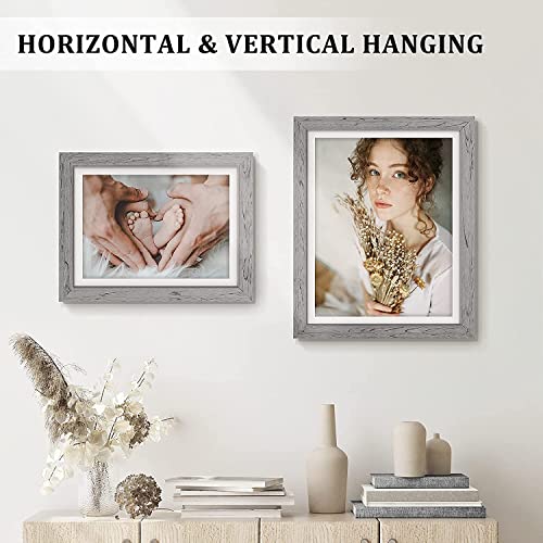 Hamitor Picture Frames Set For Wall Decor- 12 Pack Gallery Wall Frames Set, Collage Photo Frames Wall Mounting Including One 8X10 / Four 5X7 / Five 4X6 / Two 6X8 Inch- Rustic Gray #TOP3