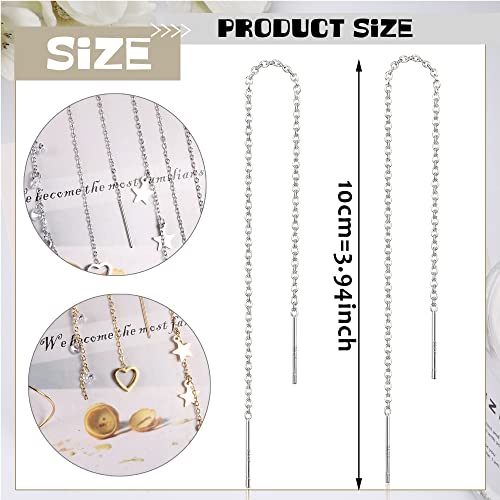 Lolias 8Pairs Threader Earrings Chain Earrings Tassel Earrings For Women Stainless Steel Double Twist Wave Drop Dangle Earrings With Rhinestones Lightweight Long Chain Earrings Set,Silver #TOP1