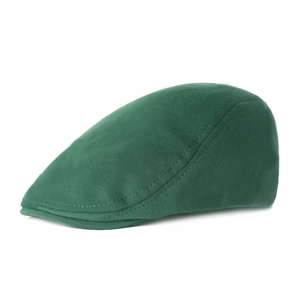 Plancholo Men's Green Flat Cap Newsboy Cap Cotton Gatsby Peaky Newsboy Flat Cap Vintage Berets For