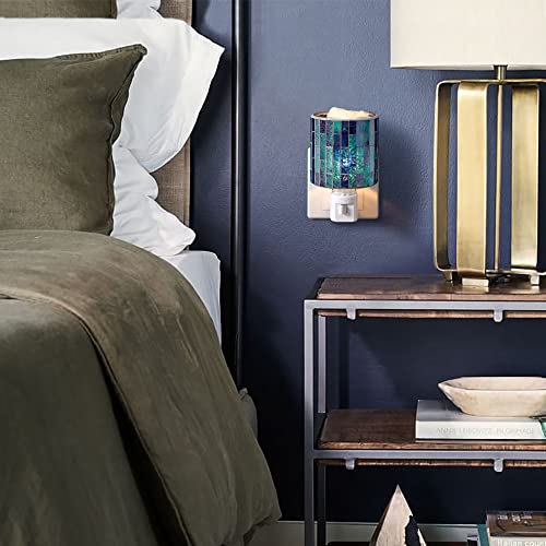 Motifeur Mosaic Glass Plug-In Fragrance Wax Melt Warmer, Decorative Pluggable Night Light (Tile Blue) #TOP4