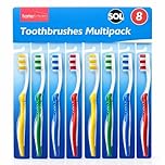 SOL 8pk Manual Toothbrush Multipack - Soft Tooth Brushes for Adults and Family, Assorted Colours, Firm Bristles for Effective Cleaning, Disposable, Ideal for Daily Oral Care at Home, Travel & Gym Use