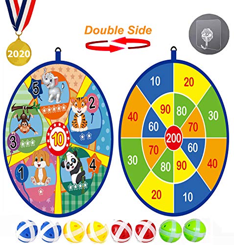 Lbsel Double Face Jeu de fléchettes pour Enfants avec 8 balles Jeux de société pour Enfants Jouet-Safe Dart Game-Enfants Cadeau extérieur Jeu de Choix intérieur-13.2 inches (33.5 cm)