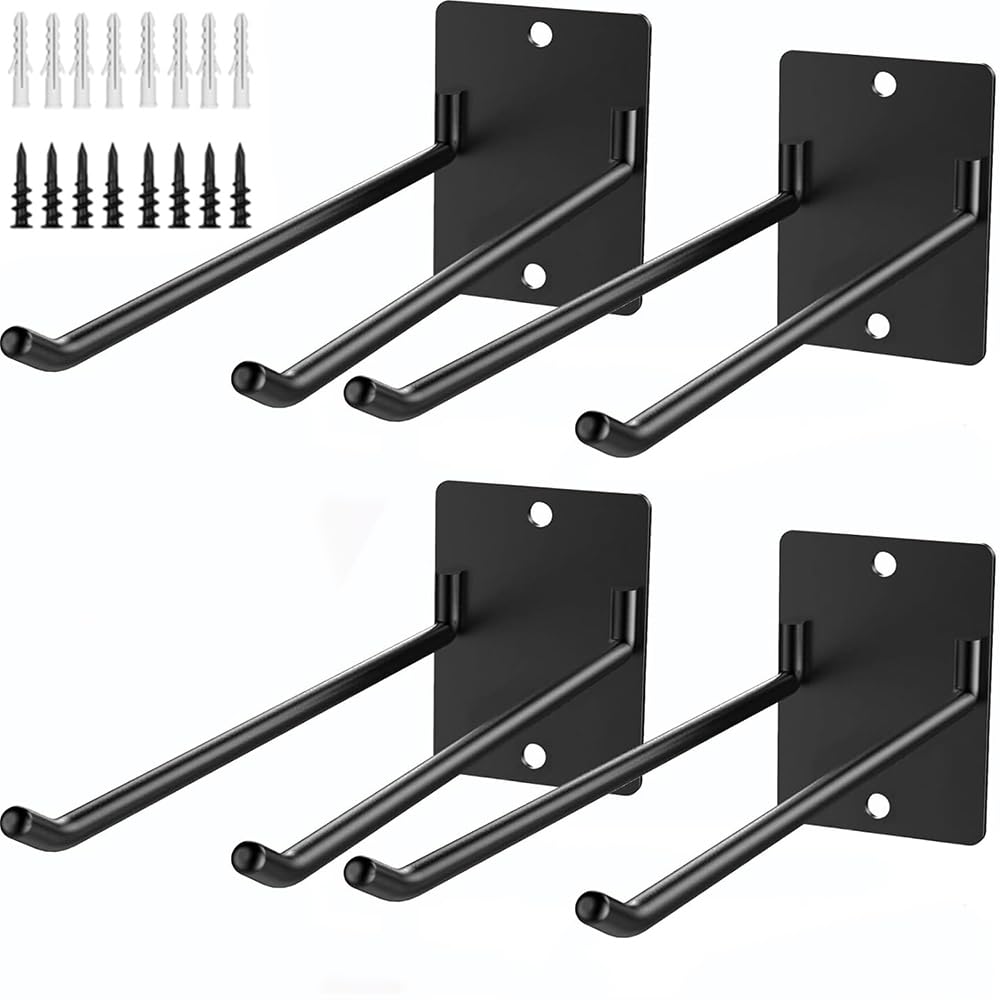 LelonHo Wandhalterung, Garagenhaken für Gartengeräte, Stühle, Schläuche, Großartikel, Seile, Hovels, Rechen, Besen, Mop, Spaten usw. Platzsparende Aufbewahrungslösung (4 Stück)