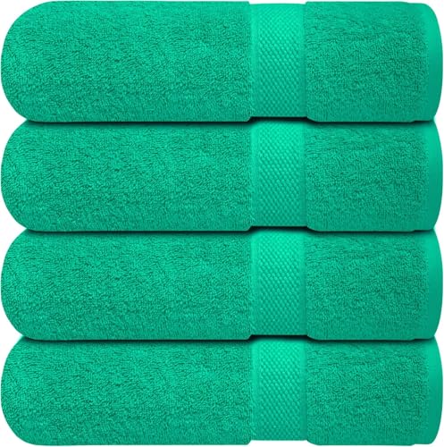 Infinitee Xclusives Bath Towels Set of 4 (70x140 cm) - 100% Cotton, Super Absorbent, Quick-Dry Towels for Bathroom, Spa, Gym & Hotel |Vivid Green| option