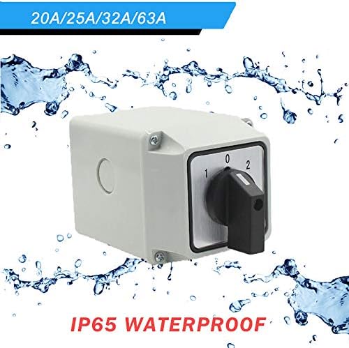 Changeover switch 3 Position 8 Screw Terminals Cam Switch in Robust Enclosure, 220V/20A - Image 4