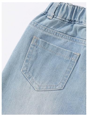GORGLITTER Girl's Baggy Jeans Cute Bow High Waist Wide Leg Jeans Zipper Closure Denim Pants3