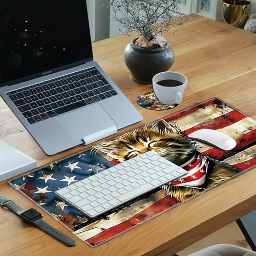 Desk Mat Gaming Mouse Pad 69.85x29.97 cm con diseño gato bandera miniatura 6