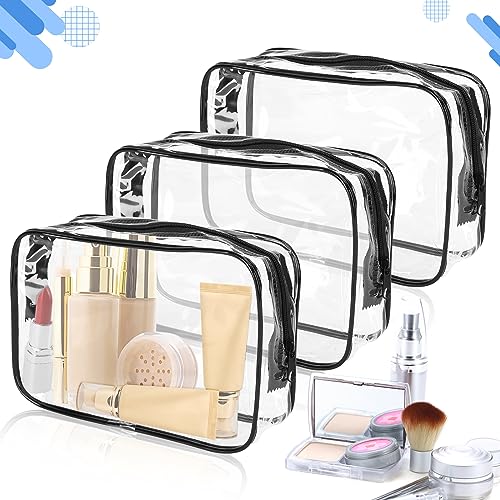 15 PCS Transparent Cosmetic Bags Clear Toiletry Bags Waterproof Makeup Bags PVC Plastic Zippered Organizer Cases for Travel Vacation Bathroom4