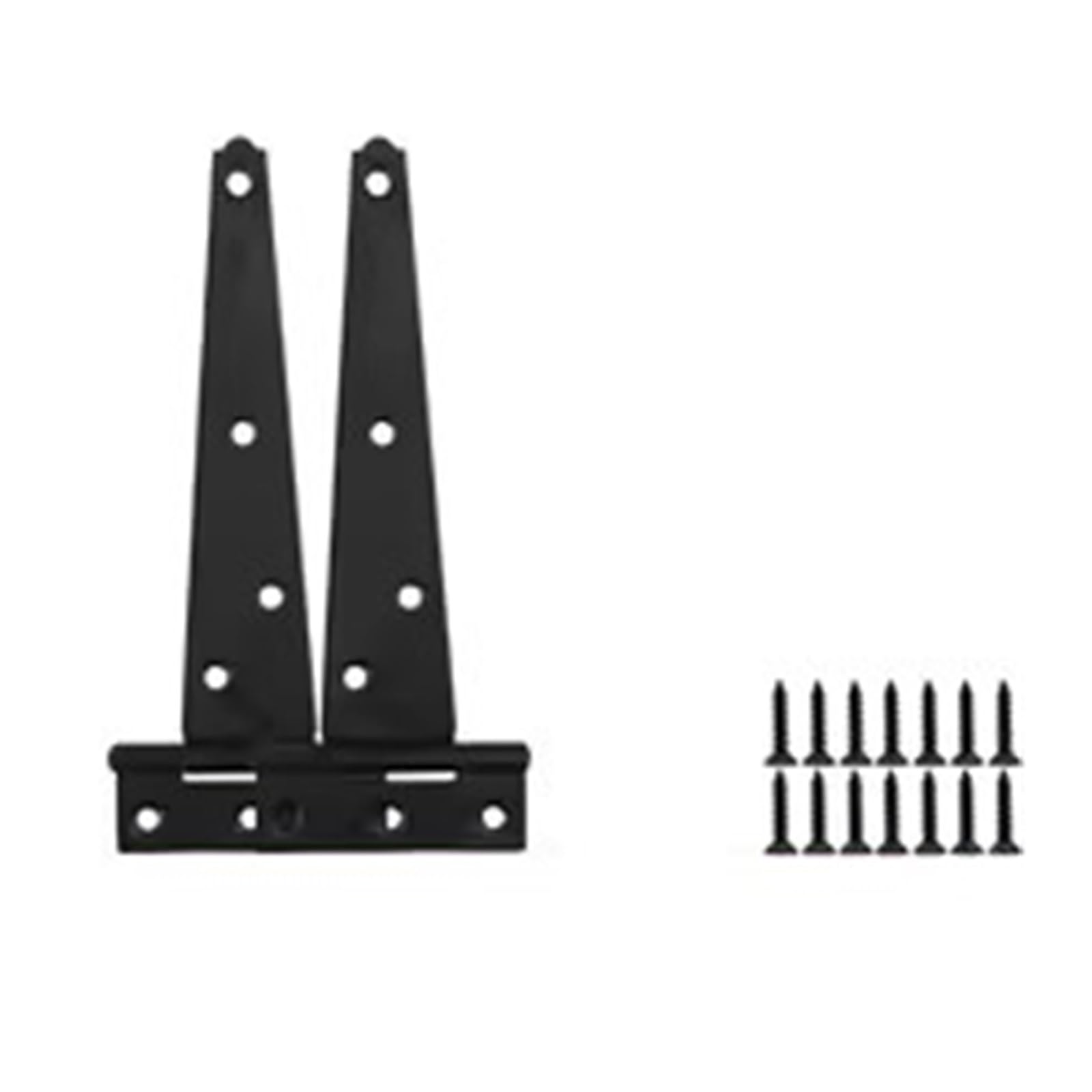 Heavy Duty Black T Shape Iron Hinges Galvanized Door Gate Hardware Shed Cabinet Barn Room Strap Hinge with Screw(2Set-17.5x7cm)