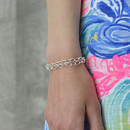 Layered Chain Charm Bracelet in Sterling Silver 8.0 inches4