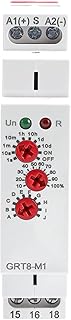 Zeitrelais AC 230V Multifunktion 1 SPDT Zeitgeber 10 Modus Verzögerung 0.1s-10 Tage mit Führung DIN 35mm, Präzisionskontrolle Industrie und Haushalt GRT8-M1 AC230V