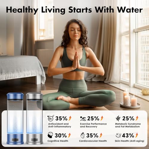 Hydrogen Water Bottle, Portable Hydrogen Water Bottle Generator, 1500 PPB Smart Hydrogen Water Machine with SPE/PEM Tech, Rechargeable Ionizer Machine for Home, Travel & Office Fitness Drinking - Image 3